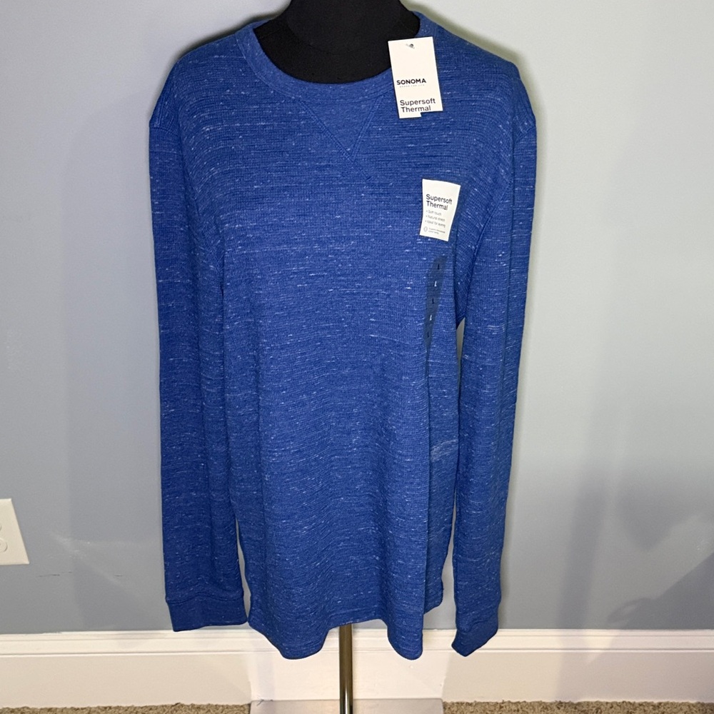 Sonoma Women’s Heathered Blue Long Sleeve Thermal Tee